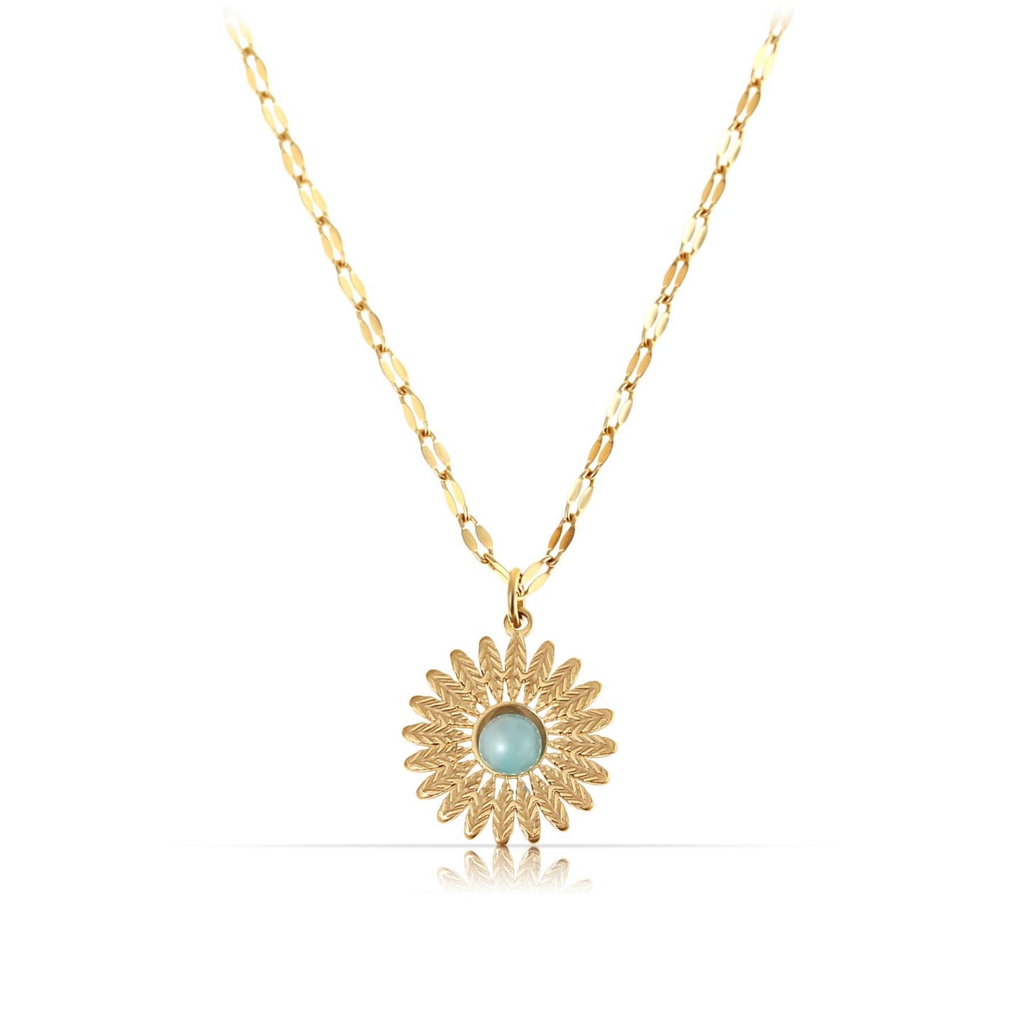 Made By Nami - Golden sunflower necklace with turquoise stone