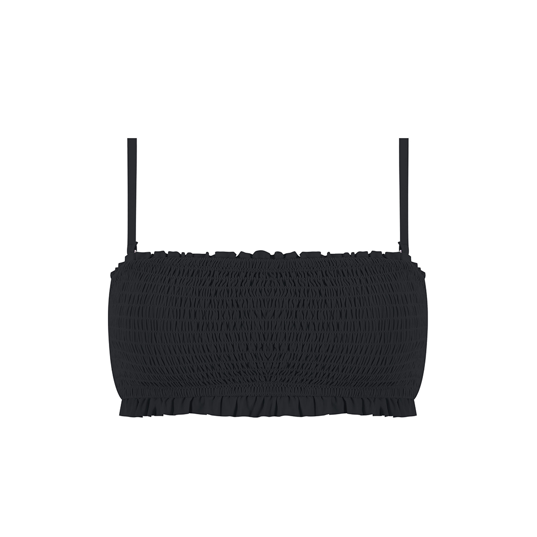 MrMiss - Ribbet Bikinitopp, Bandeau - Svart