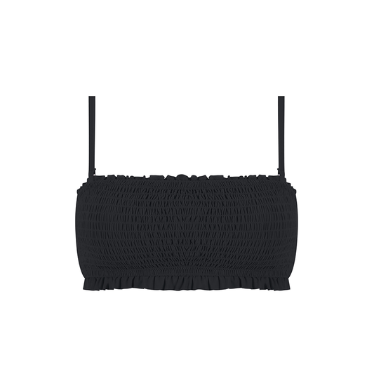 MrMiss - Ribbet Bikinitopp, Bandeau - Svart