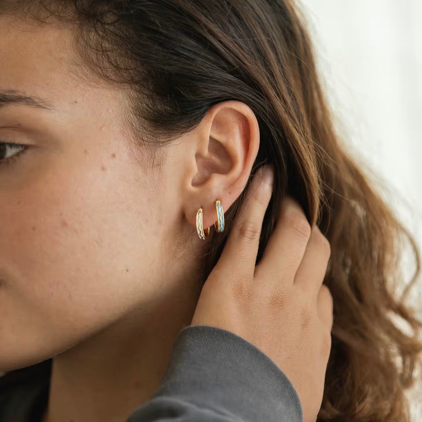 Øredobber - Legian Wave Enamel Hoops