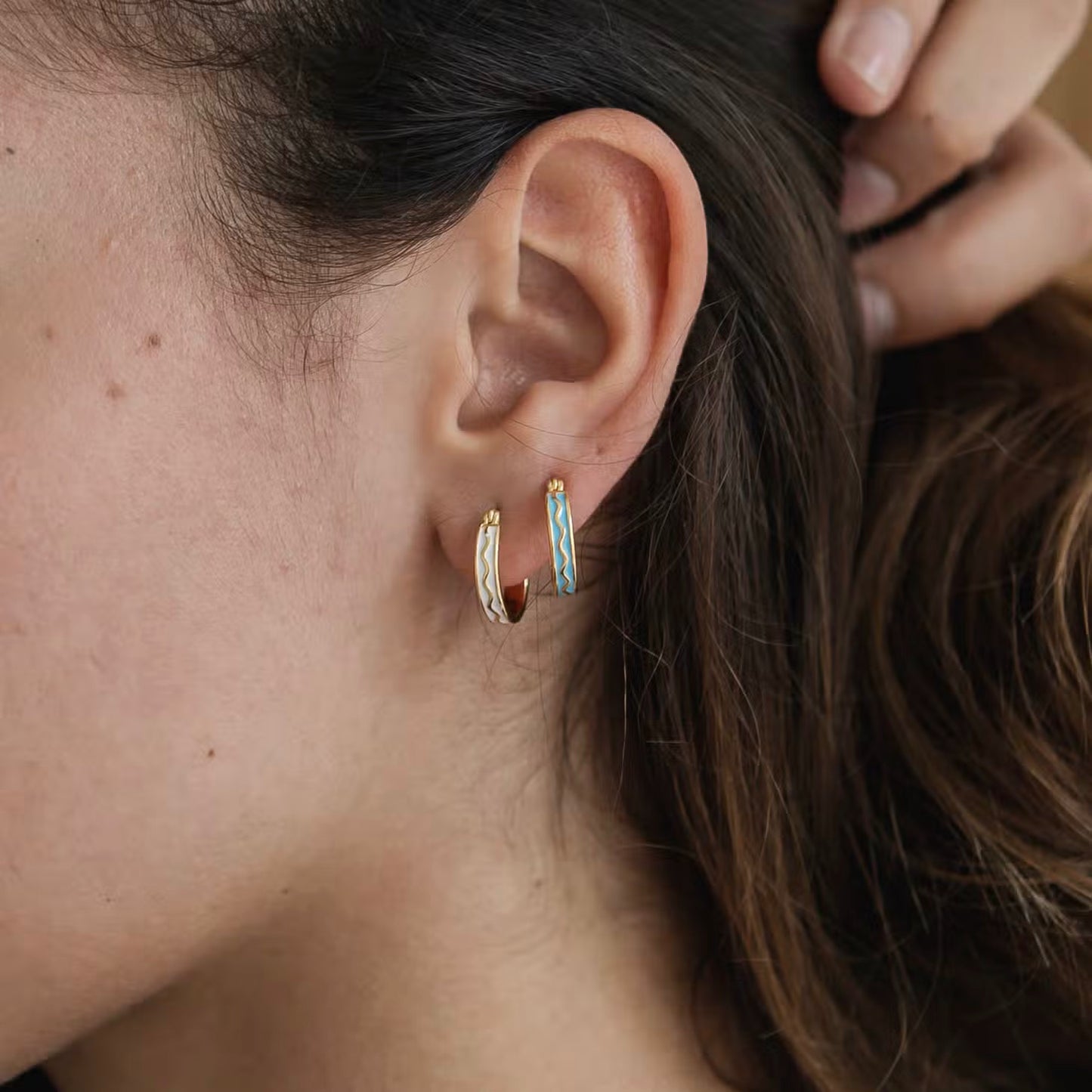 Øredobber - Legian Wave Enamel Hoops