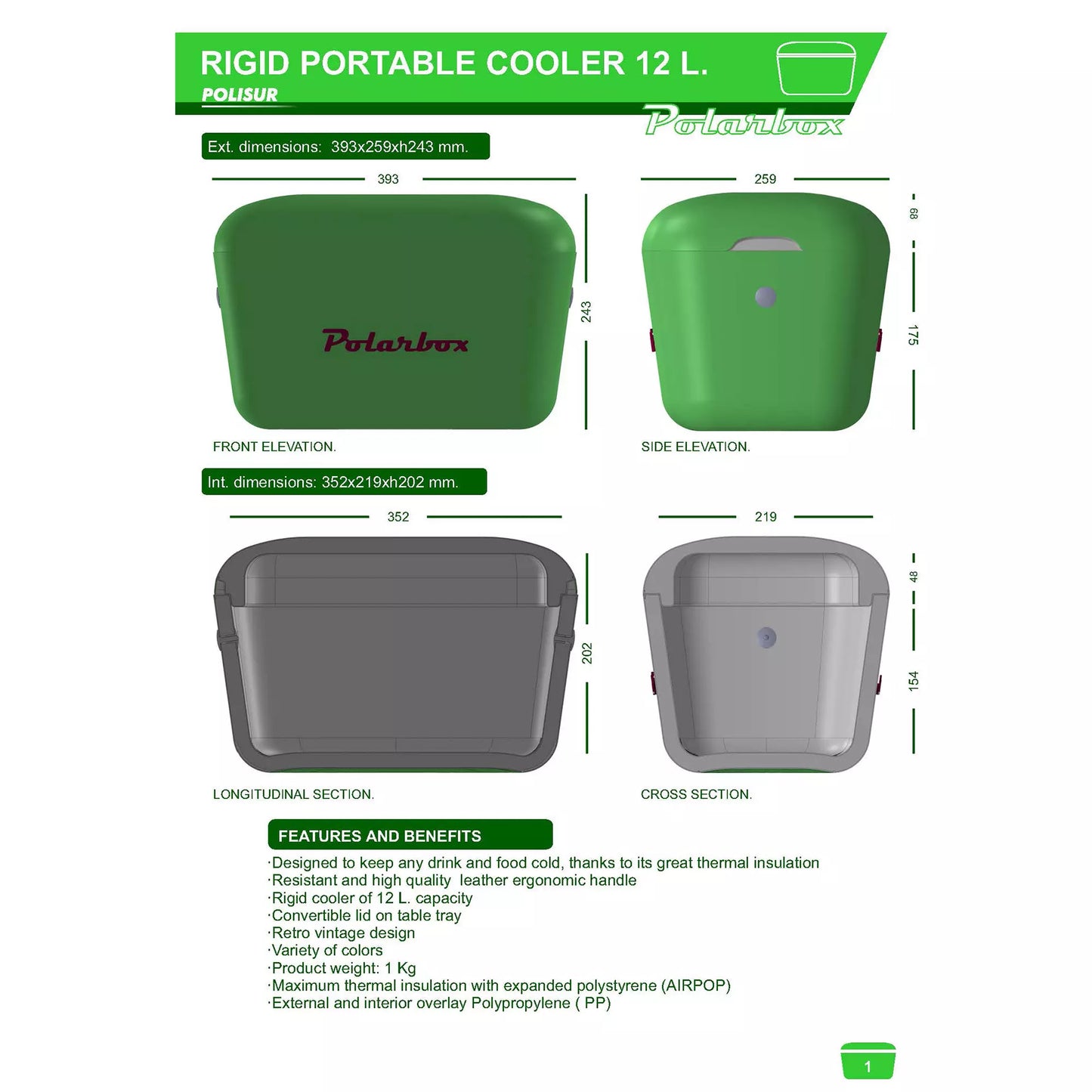 Polarbox - Retro Cooler / kjølebag 6 Liter, Gul