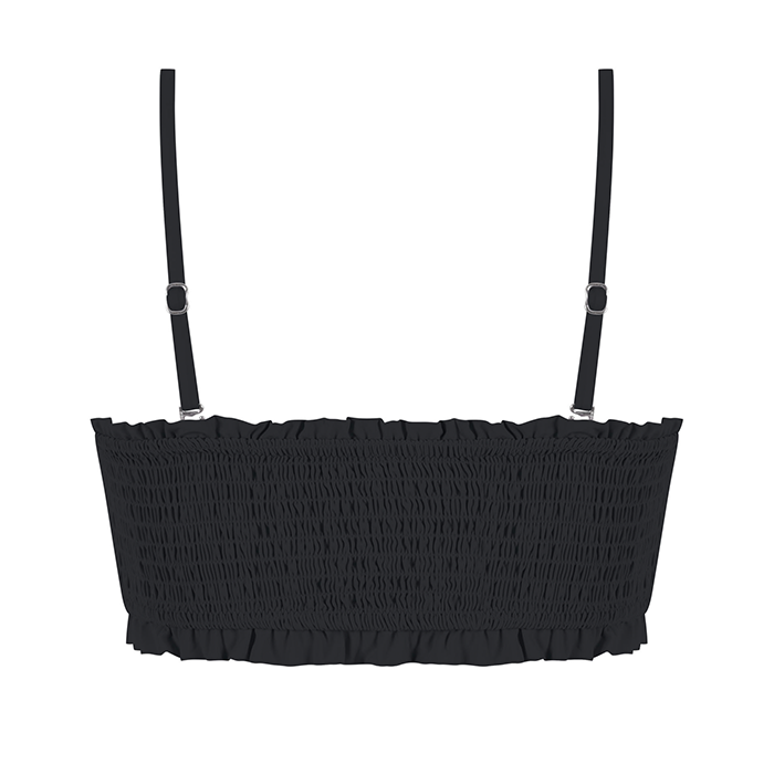 MrMiss - Ribbet Bikinitopp, Bandeau - Svart
