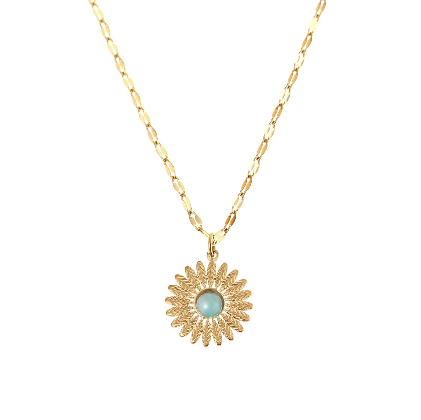Made By Nami - Golden sunflower necklace with turquoise stone