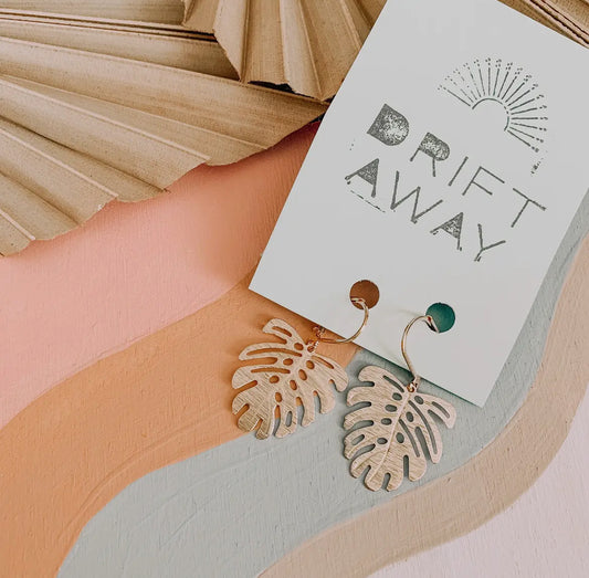 Earrings - Palm Tree Gold, Driftaway