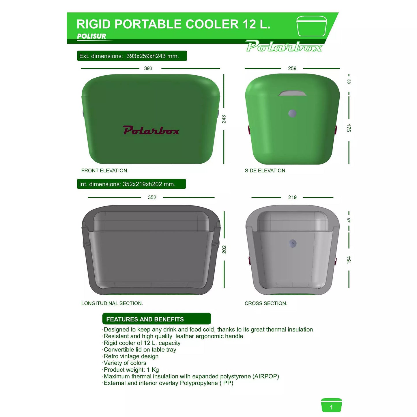 Polarbox - Retro Cooler / kjølebag 6 Liter