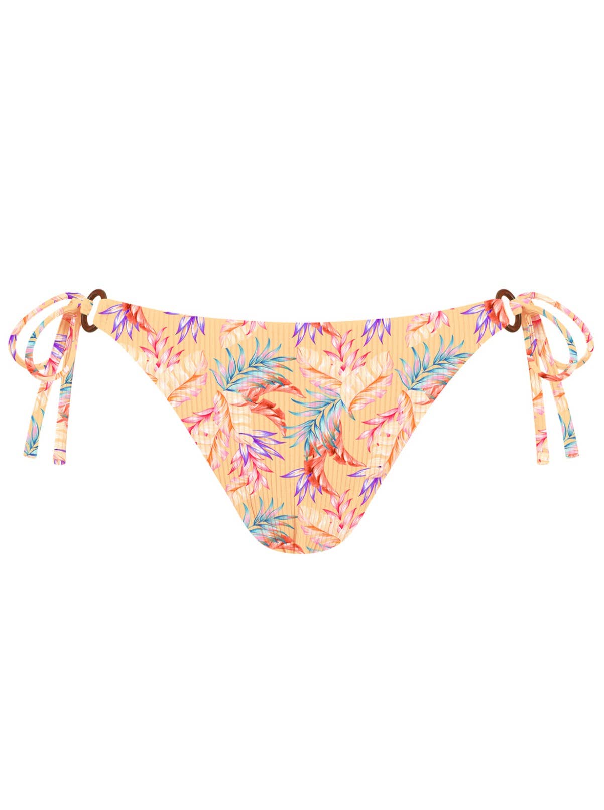 MrMiss - Ribbed Bikini Bottoms - Amber Palm frond