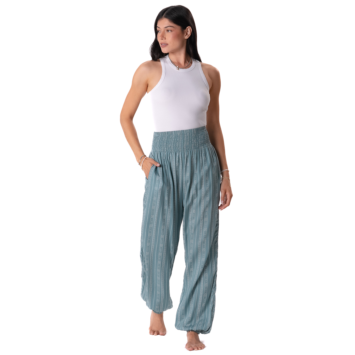Harem bukse - Seafoam Tribal Stripe