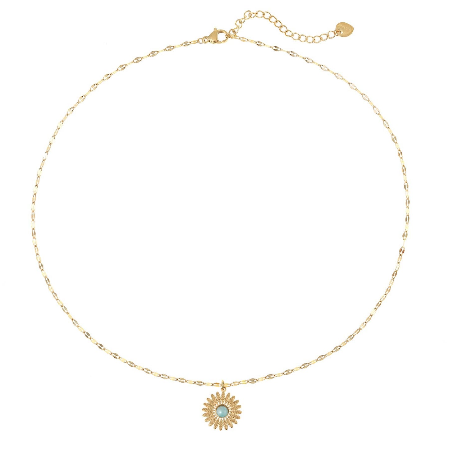 Made By Nami - Golden sunflower necklace with turquoise stone