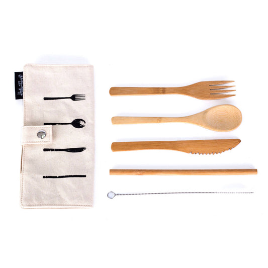 Bamboo cutlery set, 5 parts