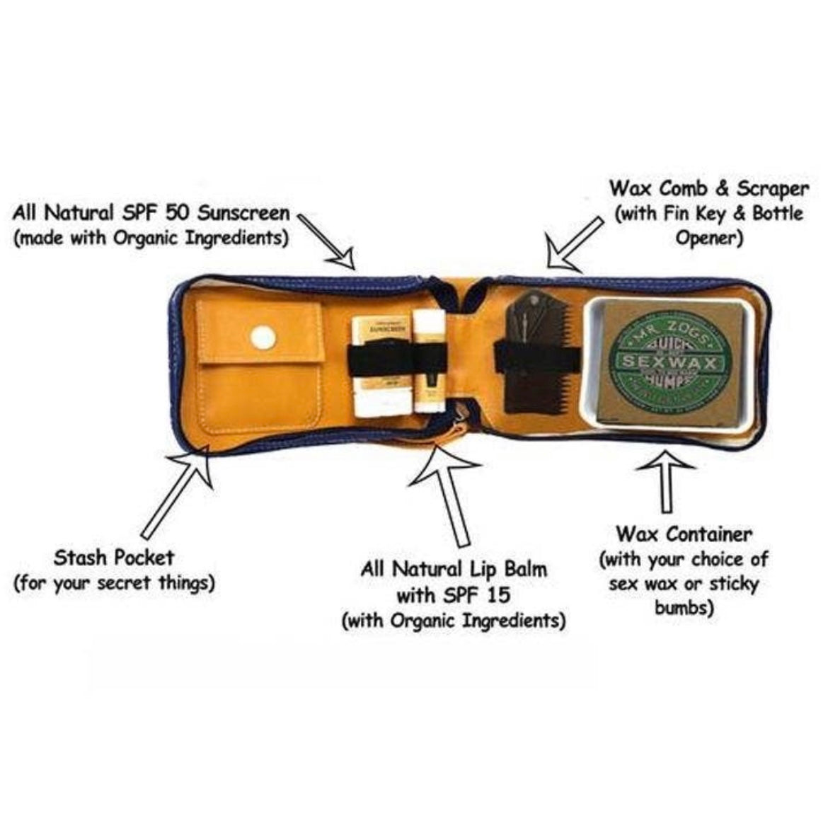 Surf Kit - Including wax, sunscreen, Lip Balm &amp; comb w/fin key